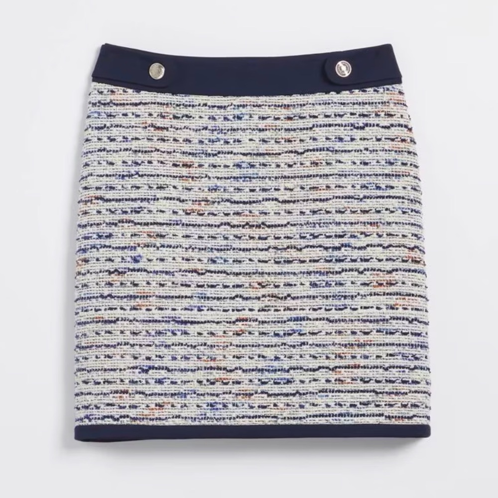 White House Black Market WHBM Tweed Boot Skirt with Buttons